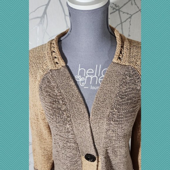 Akira Art To Wear Beige Knit Button Front Cardigan - Picture 2 of 5